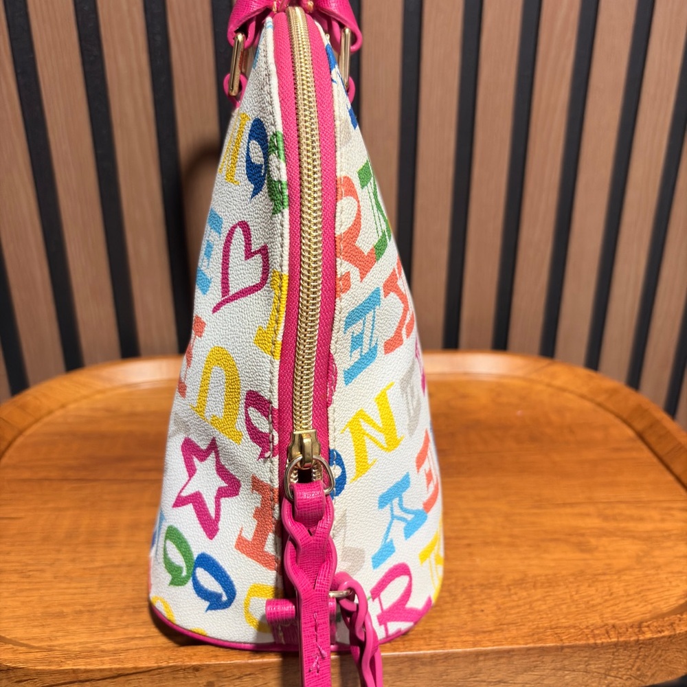 Dooney & Bourke Colorful Lettered Satchel with Pink Accents - Picture 7 of 9